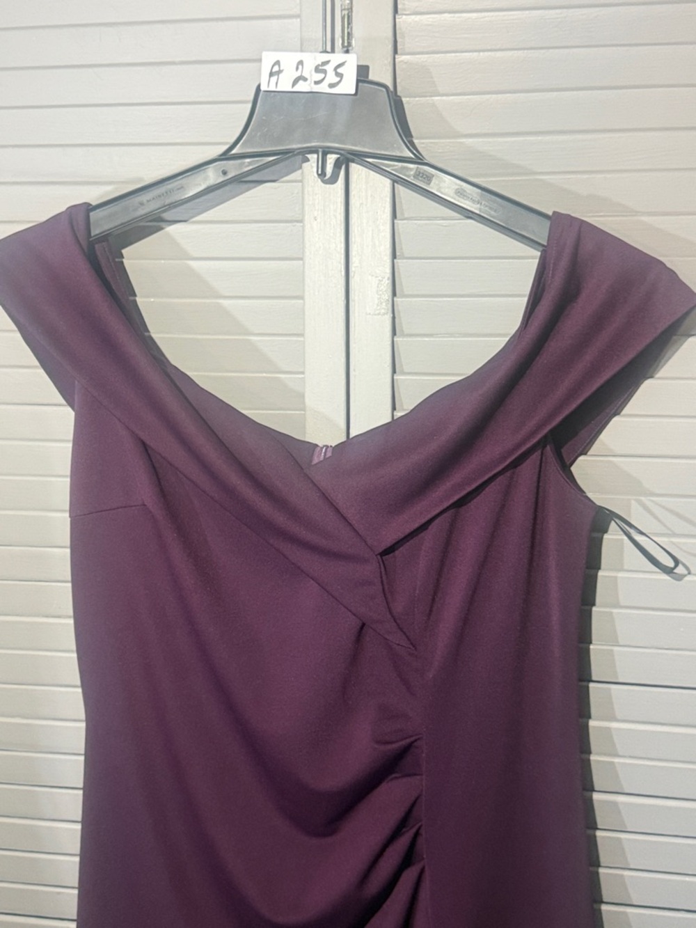 Elegant Off-Shoulder Purple Sheath Dress - Picture 11 of 11